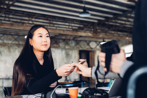 Designers at work in studio stock photo