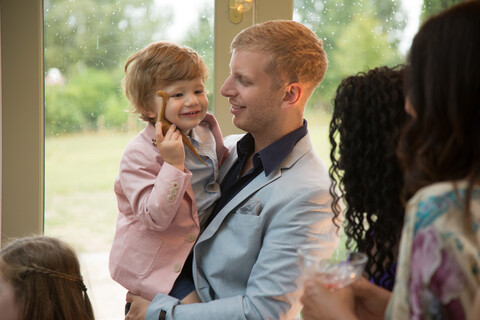 Wedding guests at reception stock photo