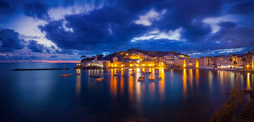 Sestri Levante at night, Liguria, Italy - CUF47709