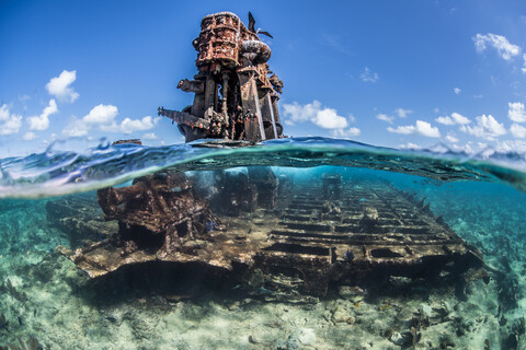 Reef life and old wrecks, Alacranes, Campeche, Mexico stock photo