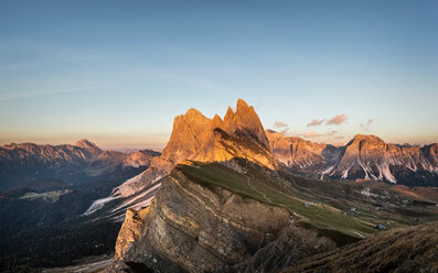 View into Geislergruppe, Santa Cristina in Val Gardena, Dolomites, Trentino-Alto Adige, Italy - CUF48285