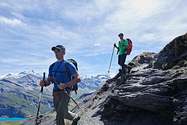 Hiker friends in Mont Cervin, Matterhorn, Valais, Switzerland - CUF48380