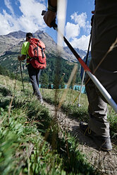 Hiker friends in Mont Cervin, Matterhorn, Valais, Switzerland - CUF48420