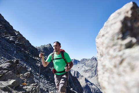 Wanderer auf dem Mont Cervin, Matterhorn, Wallis, Schweiz, lizenzfreies Stockfoto