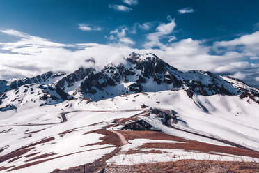 Landschaft in schneebedeckten Bergen, Dolomiten, Italien - ISF20200