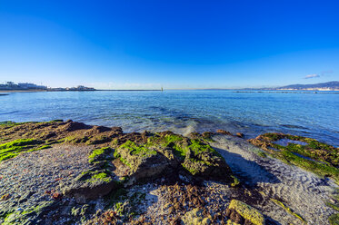 Spain, Mallorca, beach near Portixol - THAF02425