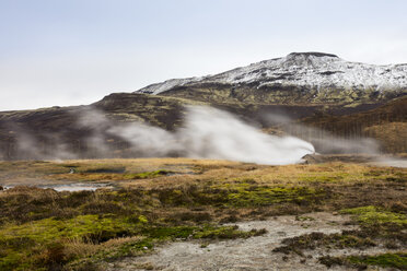 Iceand, Haukadalur-Tal, Geothermische Anlage mit heißer Quelle, Geysir - WIF03749