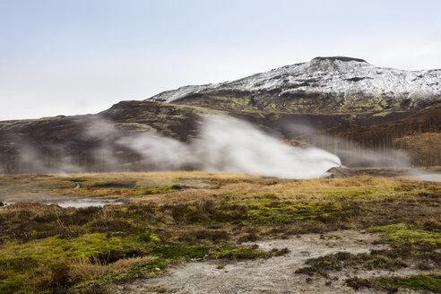 Iceand, Haukadalur-Tal, Geothermische Anlage mit heißer Quelle, Geysir - WIF03749