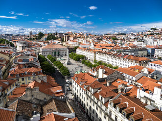 Portugal, Lisboa, cityscape with Rossio Square and Dom Pedro IV monument - AMF06722