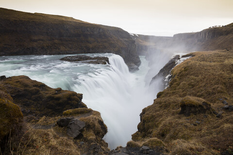 Island, Goldener Kreis, Gullfoss Wasserfall, lizenzfreies Stockfoto
