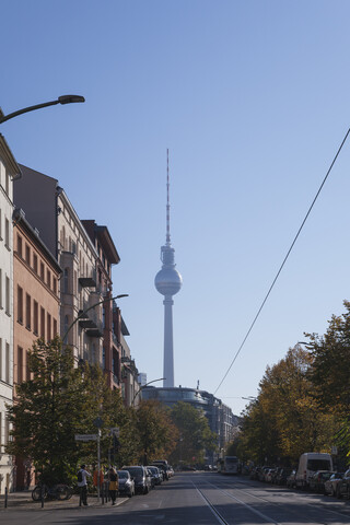 Deutschland, Berlin, Blick auf den Berliner Fernsehturm, lizenzfreies Stockfoto