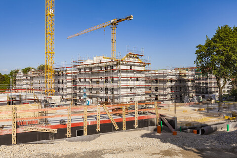 Deutschland, Stuttgart, Neubauten, Baustelle, Hausbau, lizenzfreies Stockfoto