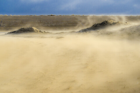 Netherlands, Goeree-Overflakkee, sandstorm in dunes stock photo