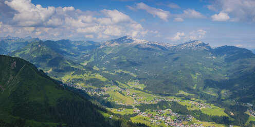 Deutschland, Bayern, Panoramablick vom Fellhorn ins Kleine Walsertal, Allgäu, Vorarlberg, Österreich - WGF01292