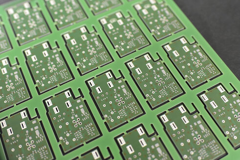 Close-up of circuit boards in an electronics factory - LYF00895