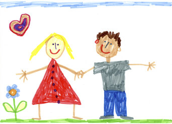 Kinderzeichnung eines glücklichen Paares - CMF00876