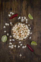 Bowl of popcorn flavoured with chili and lime - LVF07694