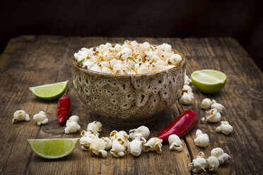 Bowl of popcorn flavoured with chili and lime - LVF07696