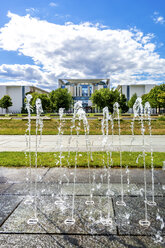 Germany, Berlin, view to chancellor's office and fountain - PUF01361