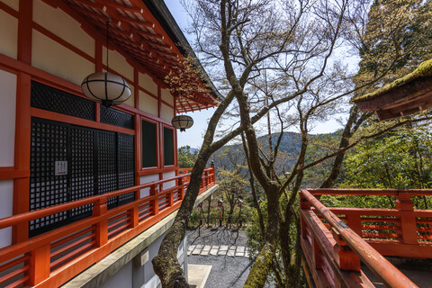 Außenansicht eines Tempels außerhalb von Kyoto, Japan., lizenzfreies Stockfoto