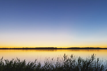 Deutschland, Sachsen, Leipzig, Cospudener See bei Sonnenuntergang - GWF05840