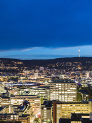 Germany, Stuttgart, cityscape at twilight - WDF05070