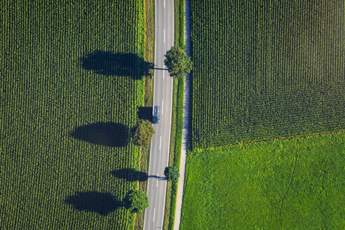 Deutschland, Chiemgau, Landstraße und Feld im Sommer - MMAF00820