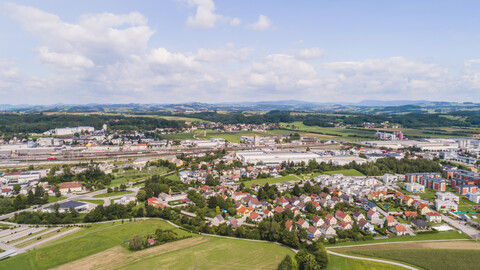 Österreich, Niederösterreich, Luftbild von Amstetten, lizenzfreies Stockfoto