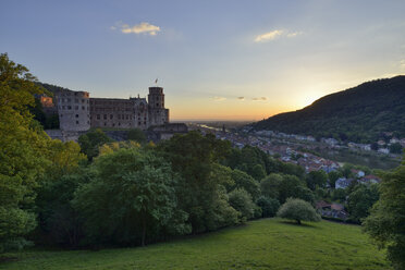 Heidelberg Castle with Neckar River and Old Bridge, Bade. Wurttemberg, Germany - RUEF02089