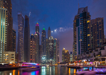 Vibrant nightlife and boats, Dubai Marina, UAE - CUF48615