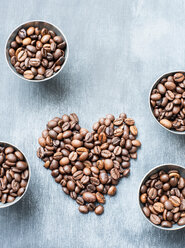 Coffee beans in bowls and heart shape - CUF48715