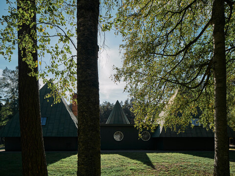 Besucherzentrum im Skogskyrkogården, Stockholm, Schweden, lizenzfreies Stockfoto