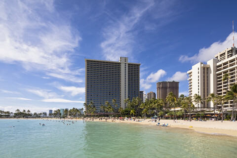 USA, Hawaii, Oahu, Honolulu, Waikiki Beach, lizenzfreies Stockfoto