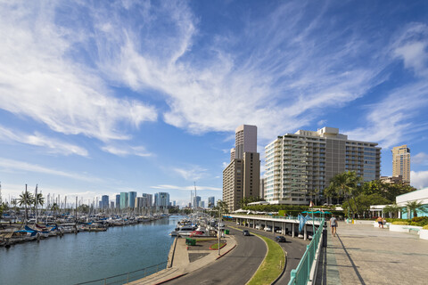 USA, Hawaii, Oahu, Honolulu, Ala Wai Boat Harbor, lizenzfreies Stockfoto