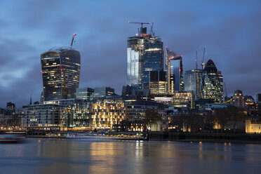 United Kingdom, England, London, Skyline at River Thames at night - WIF03813