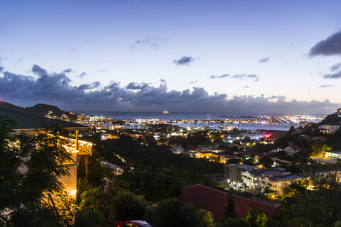 Karibik, Antillen, Luftaufnahme von Sint Maarten, lizenzfreies Stockfoto