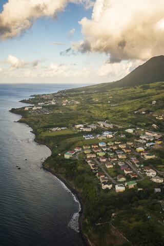 Karibik, Kleine Antillen, St. Kitts und Nevis, Luftaufnahme von St. Kitts, lizenzfreies Stockfoto