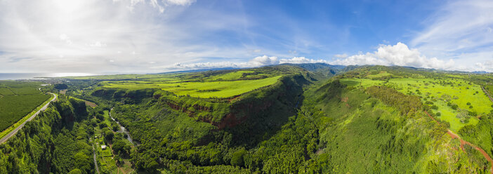 USA, Hawaii, Kauai, Hanapepe Valley, Hanapepe River and Kaumualii Highway, Aerial view - FOF10376