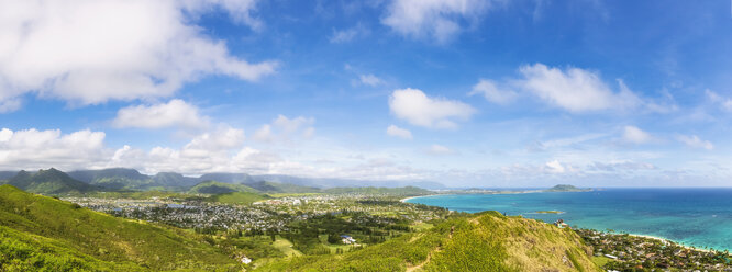 USA, Hawaii, Oahu, Kailua, Panoramablick vom Lanikai Pillbox Trail, Kaiwa Ridge Trail - FOF10382