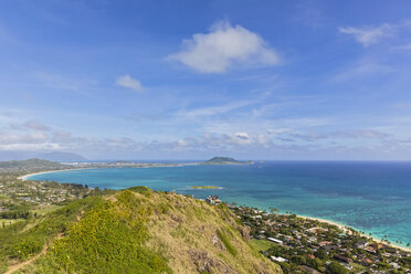 USA, Hawaii, Oahu, Kailua, Blick vom Lanikai Pillbox Trail, Kaiwa Ridge Trail - FOF10383