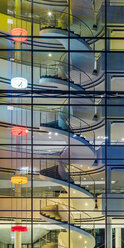 Germany, Stuttgart, spiral staircase at modern office building - WDF05082