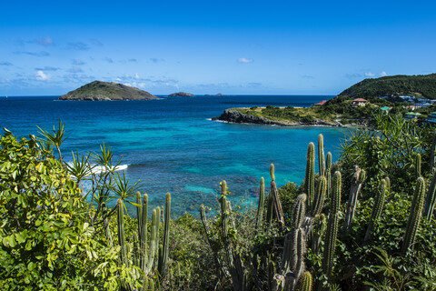 Karibik, Kleine Antillen, Saint Barthelemy, Blick auf das Karibische Meer, lizenzfreies Stockfoto