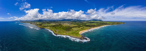 USA, Hawaii, Kauai, Kauai Multiuse Path, Kealia Beach, Luftaufnahme, lizenzfreies Stockfoto