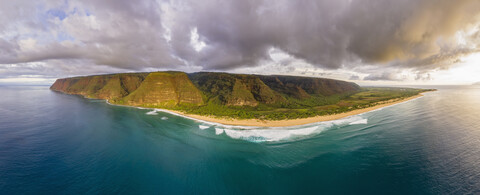 USA, Hawaii, Kauai, Polihale State Park, Polihale Beach, Luftaufnahme, lizenzfreies Stockfoto
