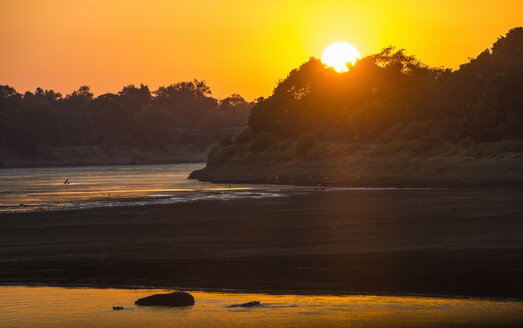 Sambia, South Luangwa National Park, Nilpferde bei Sonnenaufgang - RUNF01359