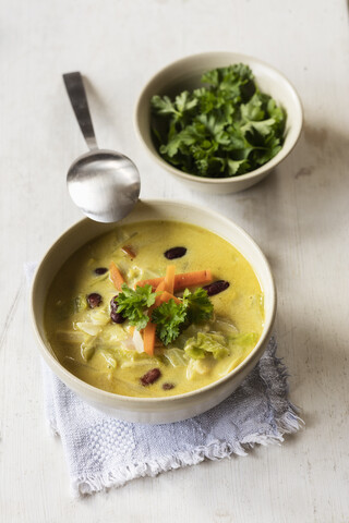 Asian soup with pointed cabbage stock photo