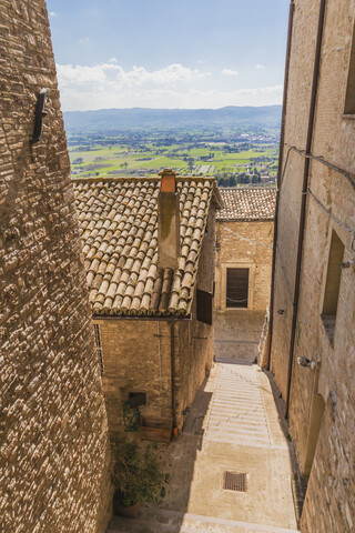 Italy, Umbria, Assisi, town lane stock photo