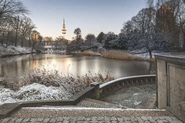 Deutschland, Hamburg, Park Planten un Blomen an einem Wintermorgen - KEBF01200