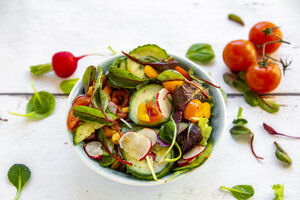 Salat mit Gurke, Tomate, rotem Rettich und Paprika - SARF04133