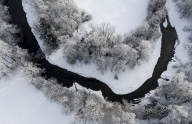 Baum an der Loisach, Luftaufnahme der Flussschleife im Winter - LHF00601